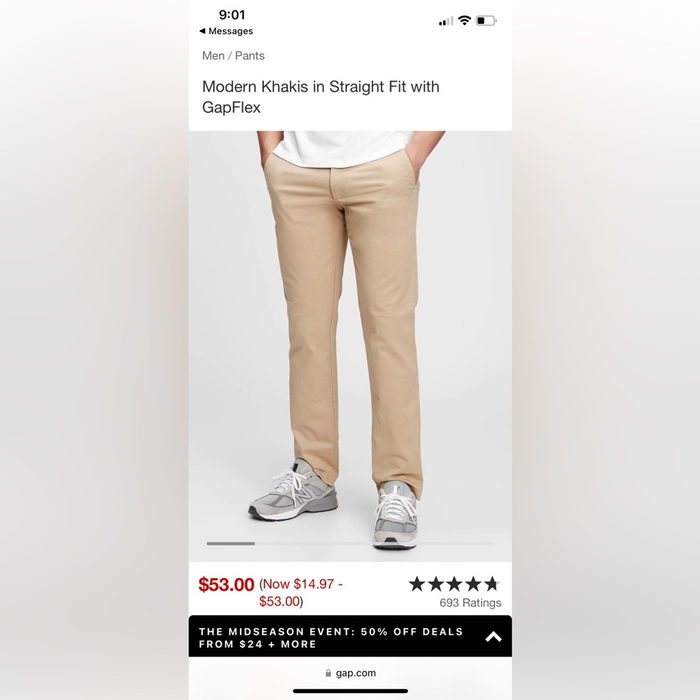 Gap men’s pants - Modern Khakis in Straight Fit with GapFlex - khaki 32x32